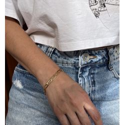 Pulseira Elos Alongado Ouro - 00559 - ISABELA MATTOS ACESSÓRIOS