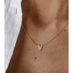 Colar Mini Coração Cravejado Branco Ouro - 00291 - ISABELA MATTOS ACESSÓRIOS