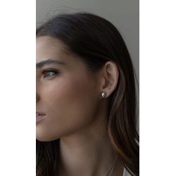 Brinco Mini Coração Liso Ródio - 003728 - ISABELA MATTOS ACESSÓRIOS