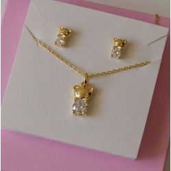 Conjunto Teddy Zircônia Infantil Ouro - 00262 - ISABELA MATTOS ACESSÓRIOS
