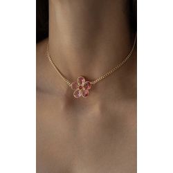Choker Flor Zircônia Kunzita Ouro - 4974974932 - ISABELA MATTOS ACESSÓRIOS