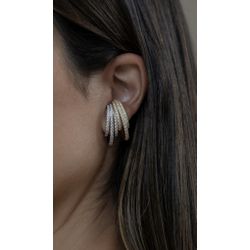 Brinco Earhook Cravejado Ouro - 432432 - ISABELA MATTOS ACESSÓRIOS