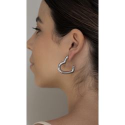 Argola Coração Ródio - 2837947394 - ISABELA MATTOS ACESSÓRIOS
