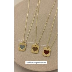 Colar Plaquinha Coração Ouro - 93749375495 - ISABELA MATTOS ACESSÓRIOS