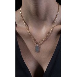 Colar Plaquinha Cravejada Mix de Banhos - 794792 - ISABELA MATTOS ACESSÓRIOS