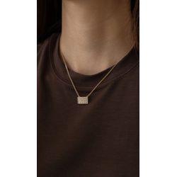 Colar Retângulo Cravejado Ouro - 48348084034 - ISABELA MATTOS ACESSÓRIOS