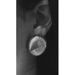 Brinco Botão Texturizado Ródio - 4372947329 - ISABELA MATTOS ACESSÓRIOS