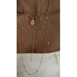 Colar Longo Zircônia Oval Ouro - 539579347593 - ISABELA MATTOS ACESSÓRIOS