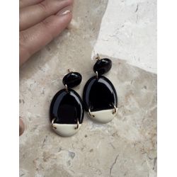 Brinco Black White - 937493274 - ISABELA MATTOS ACESSÓRIOS