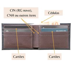 Carteira Masculina Horizontal Couro Legítimo Cor P... - BELLVOLPE