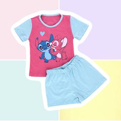 PIJAMA INFANTIL FEMININO - LILO E STITCH ROSA - 72 - Bella Mini