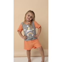 PIJAMA INFANTIL FEMININO - UNICÓRNIO CINZA MESCLA ... - Bella Mini