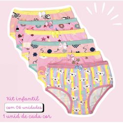 KIT CALCINHA INFANTIL - COM 06 UNIDADES (ESTAMPADA... - Bella Mini