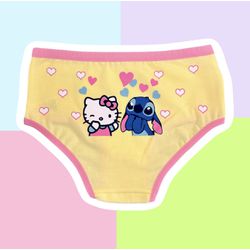 CALCINHA INFANTIL - STITCH E HELLO KITTY AMARELO -... - Bella Mini