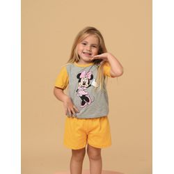 PIJAMA INFANTIL FEMININO - MINNIE CINZA MESCLA - 7... - Bella Mini