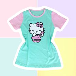 CAMISOLA INFANTIL - HELLO KITTY VERDE BEBÊ - 00434 - Bella Mini