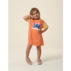 CAMISOLA INFANTIL - STITCH LARANJA - 00435 - Bella Mini