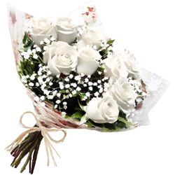 Buquê Tradicional com 12 Rosas Brancas - 9989 - Bellas Cestas Online Salvador