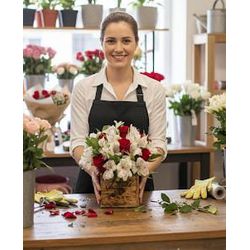 Arranjo de Rosas Vermelhas com Astromélias Brancas... - Bellas Cestas Online Salvador
