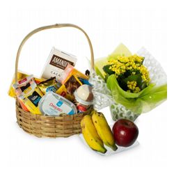 Cesta de Café Individual + Flor da Fortuna - 7508... - Bellas Cestas Online Salvador
