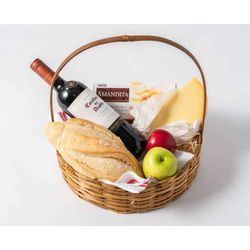 Cesta de Frutas e Vinho Tinto - 9001 - Bellas Cestas Online Salvador