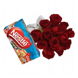 18 Rosas Vermelhas + Chocolates - 12398 - Bellas Cestas Online Salvador