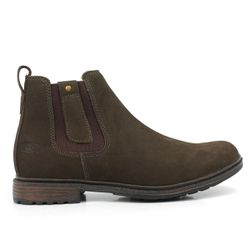 Botina Chelsea Nobuck | Couro legítimo - Café - 14... - BELLBOOT