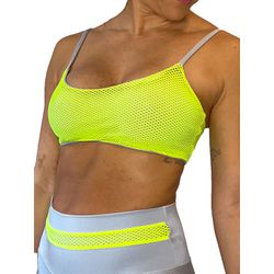 Top Para Treino Dupla Face Prata Neon - 6050460353 - Bellandi Fitness & Beach