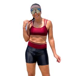 Bermuda Curta Bellandi Cós Preto Carmim - 60532029... - Bellandi Fitness & Beach