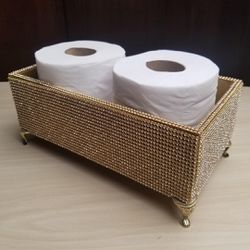 Porta Papel Higiênico/toalha Strass Dourado - Bem Feito Arte