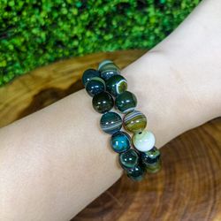 Pulseira de Cristal Ágata Musgo 10mm - BEM ME QUER ZEN