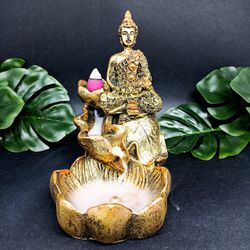 Incensário Cascata Flor de Lotus Buda Hindu Medita... - BEM ME QUER ZEN