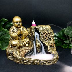 Incensário Cascata Grande Buda Chines Rezando + 5 ... - BEM ME QUER ZEN