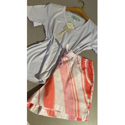 Basic curto | Aquarela Coral & Branco - Be.My Luxury Handmade