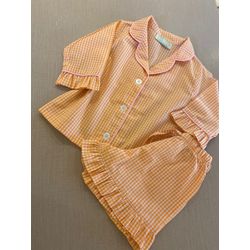 Conjunto Curto Babadinho Vichy Laranja - Be.My Luxury Handmade