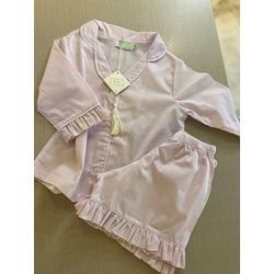 Conjunto Curto Listrado Rosa e Branco - Be.My Luxury Handmade