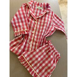 Conjunto Curto Babadinho Xadrez Vermelho Tomate - Be.My Luxury Handmade