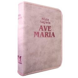 BÍBLIA AVE MARIA ZÍPER MÉDIA ROSA - STRIKE - 78981... - Benedictus Livraria Católica