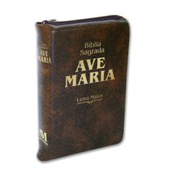 BIBLIA AVE MARIA LETRA MAIOR ZÍPER MARROM - 1030 - Benedictus Livraria Católica