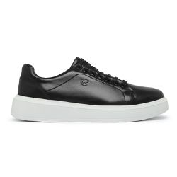 Tênis de Amarrar Minimalista Preto Sola Alta Clean