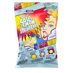 BALA AZEDA SOUR COLA LEMON STRAWBERRY 60G - bestcandyz