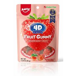 BALA GUMMY 4D MORANGO 65G - bestcandyz