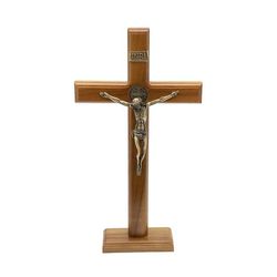 Crucifixo Mesa e Parede -Madeira com medalha de São Bento 35 cm - 21906 - Betânia Loja Católica 