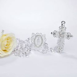 Terço Noiva Cristal e Strass - Prata - 7525 - Betânia Loja Catolica 