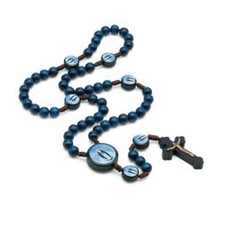 Terço Madeira Azul Nossa Senhora das Graças - 21988 - Betânia Loja Católica 