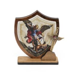 Oração de Mesa Madeira Escudo São Miguel - 29948 - Betânia Loja Catolica 