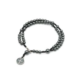 Pulseira Terço Hematita 4mm -São Bento - 31292 - Betânia Loja Catolica 