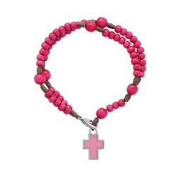 Pulseira Terço Cruz Rosa Infantil - 28488 - Betânia Loja Catolica 