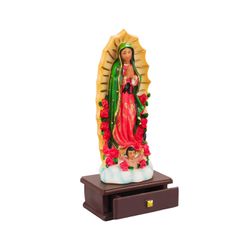 Imagem em Resina Nossa Senhora de Guadalupe 23 cm com gaveta - 32753 - Betânia Loja Catolica 