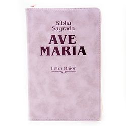 Bíblia Ave Maria com zíper rosa - Letra Maior - 18868 - Betânia Loja Catolica 